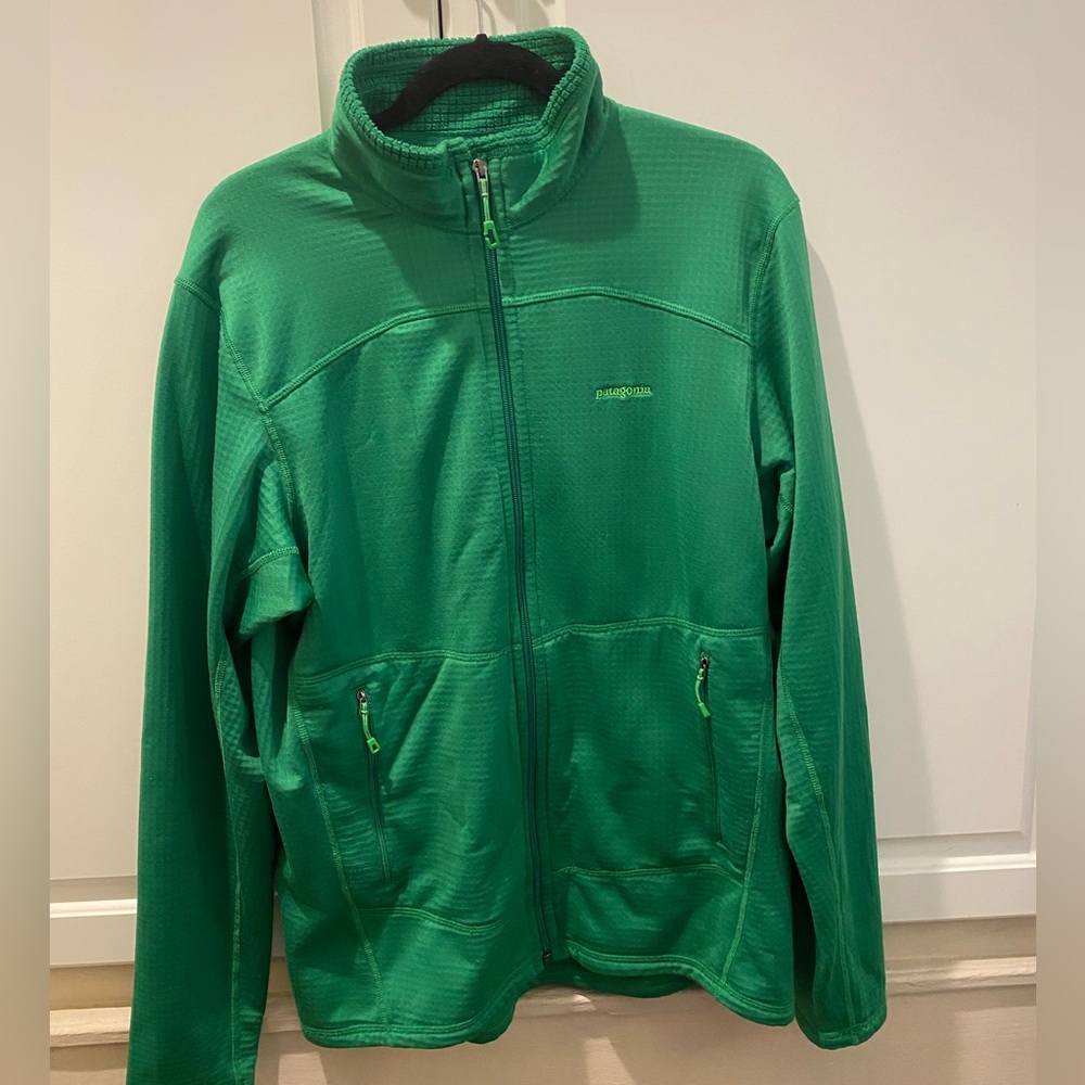 Green Patagonia R1 fleece jacket